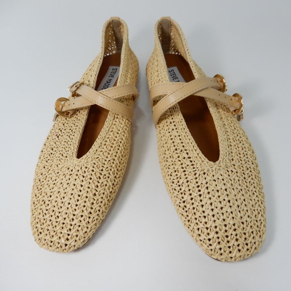 Steve Madden Laney Ballet Flats Mary Jane Size 7 Natural Woven NEW - Picture 3 of 12